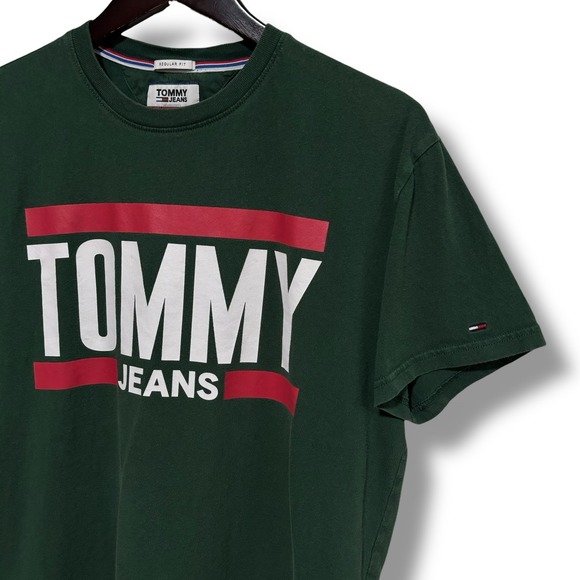 Tommy Jeans Men's Green Graphic T Shirt Regular Fit Size Large 21 x 27 - Picture 3 of 4